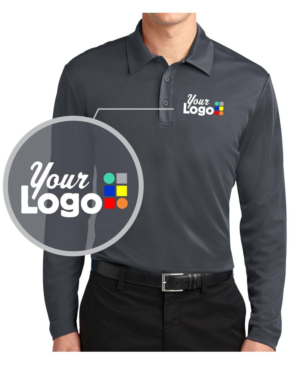 Port Authority L/S Silk Touch Custom Golf Shirt, color: Steel Grey