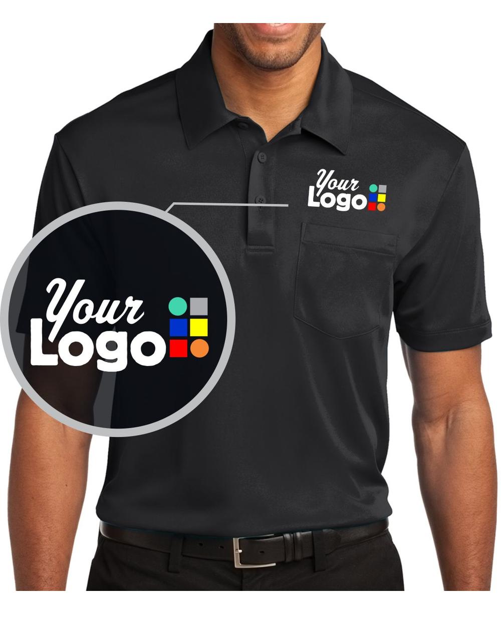 Port Authority S/S Silk Touch Performance Pocket Custom Golf Shirt, color: Black