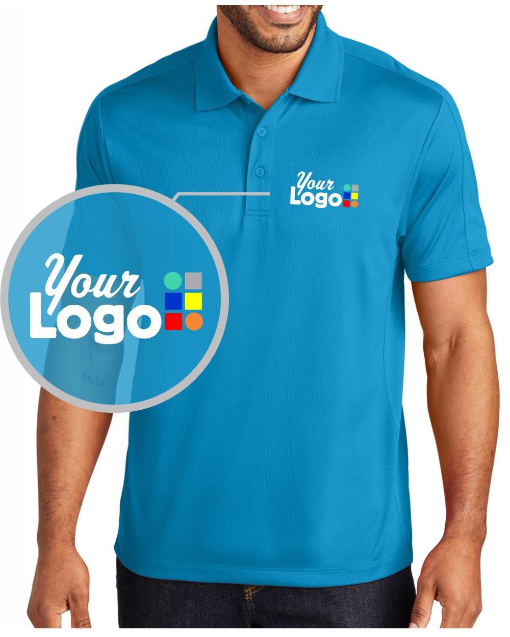 Port Authority S/S Diamond Jacquard Custom Golf Shirt, color: Blue Wake