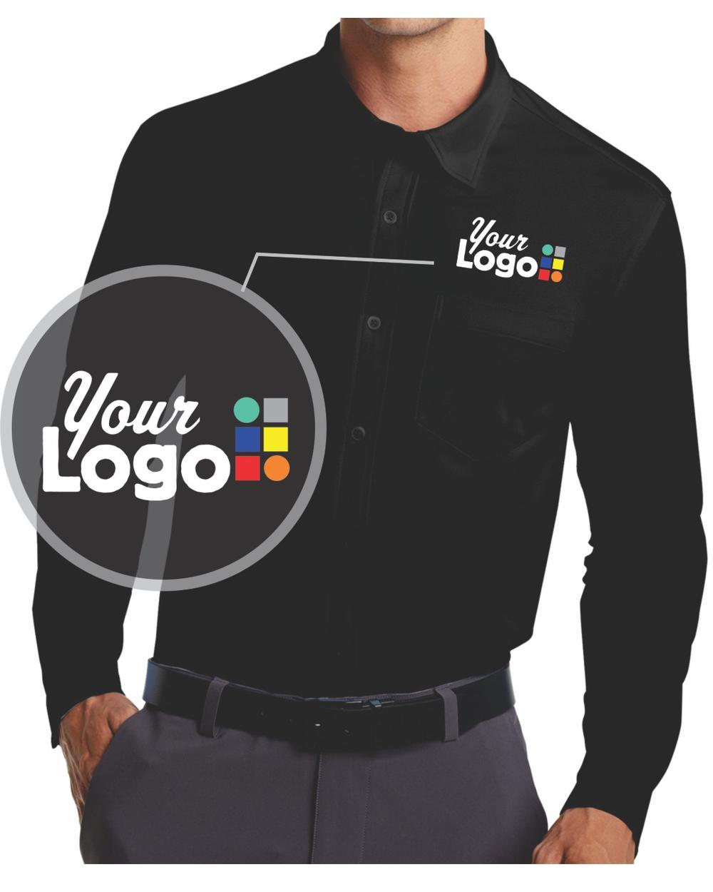 Port Authority L/S Dimension MicroPique Custom Shirt, color: Black