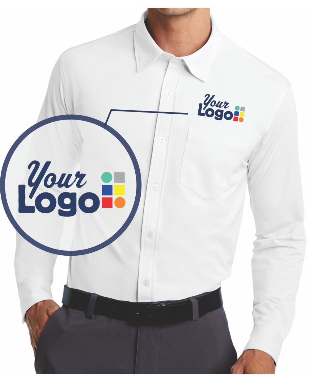 Port Authority L/S Dimension MicroPique Custom Shirt, color: White