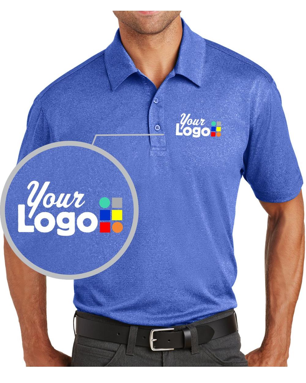 Port Authority S/S Trace Heather Custom Golf Shirt, color: True Royal Heather