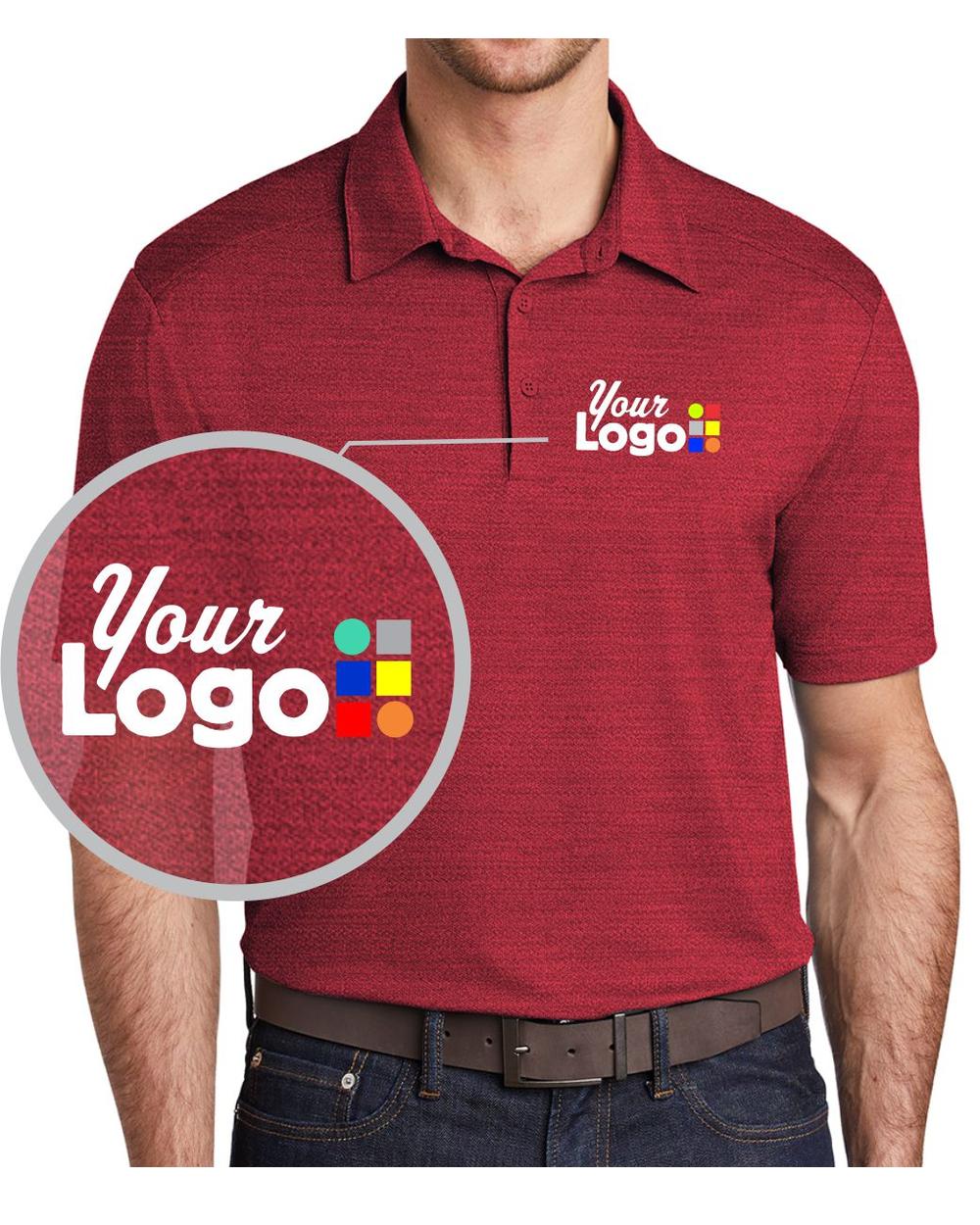 Port Authority S/S Stretch Heather Custom Golf Shirt, color: Red/Black