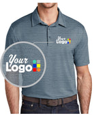 Port Authority S/S Stretch Heather Custom Golf Shirt, color: Regatta Blue/Gusty Grey