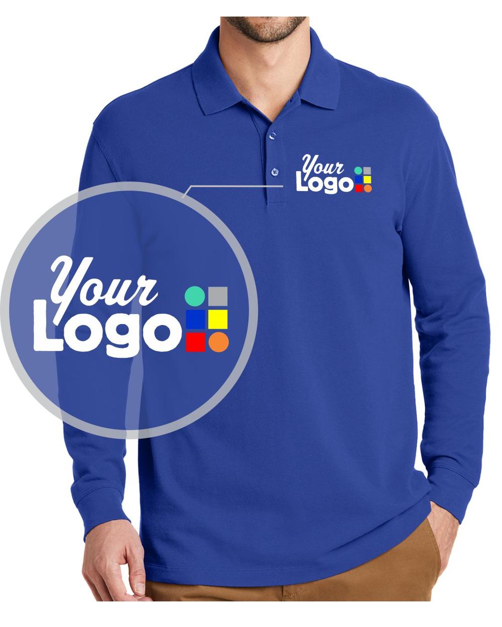 Port Authority L/S EZCotton Custom Golf Shirt, color: True Royal