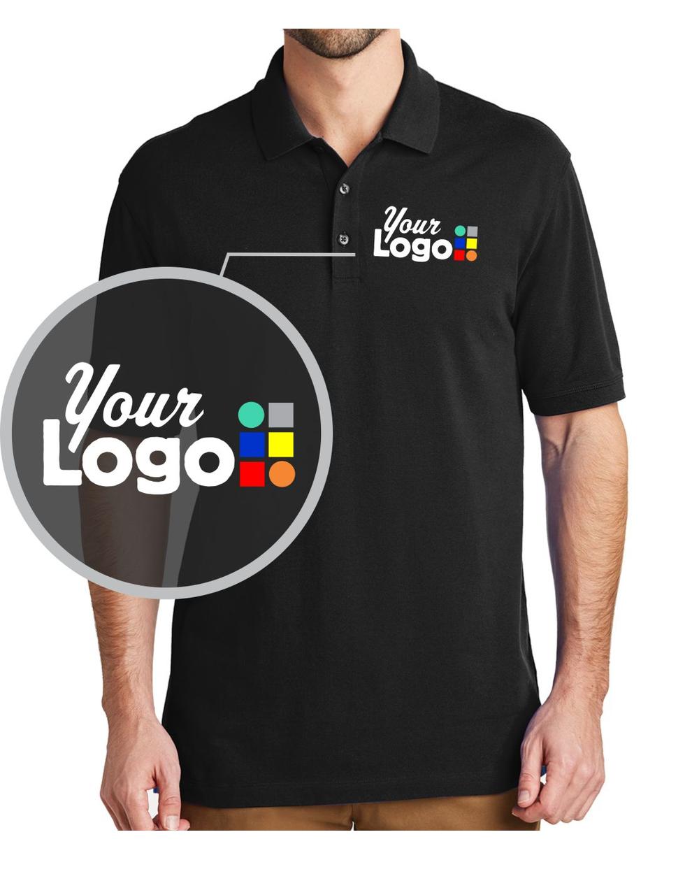 Port Authority S/S EZCotton Custom Golf Shirt, color: Black