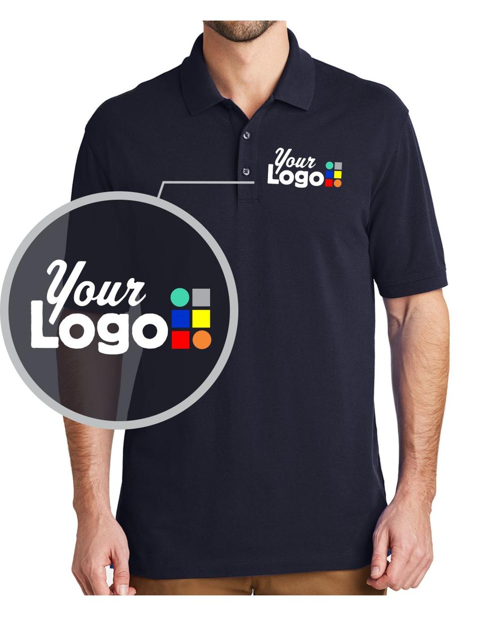 Port Authority S/S EZCotton Custom Golf Shirt, color: Navy