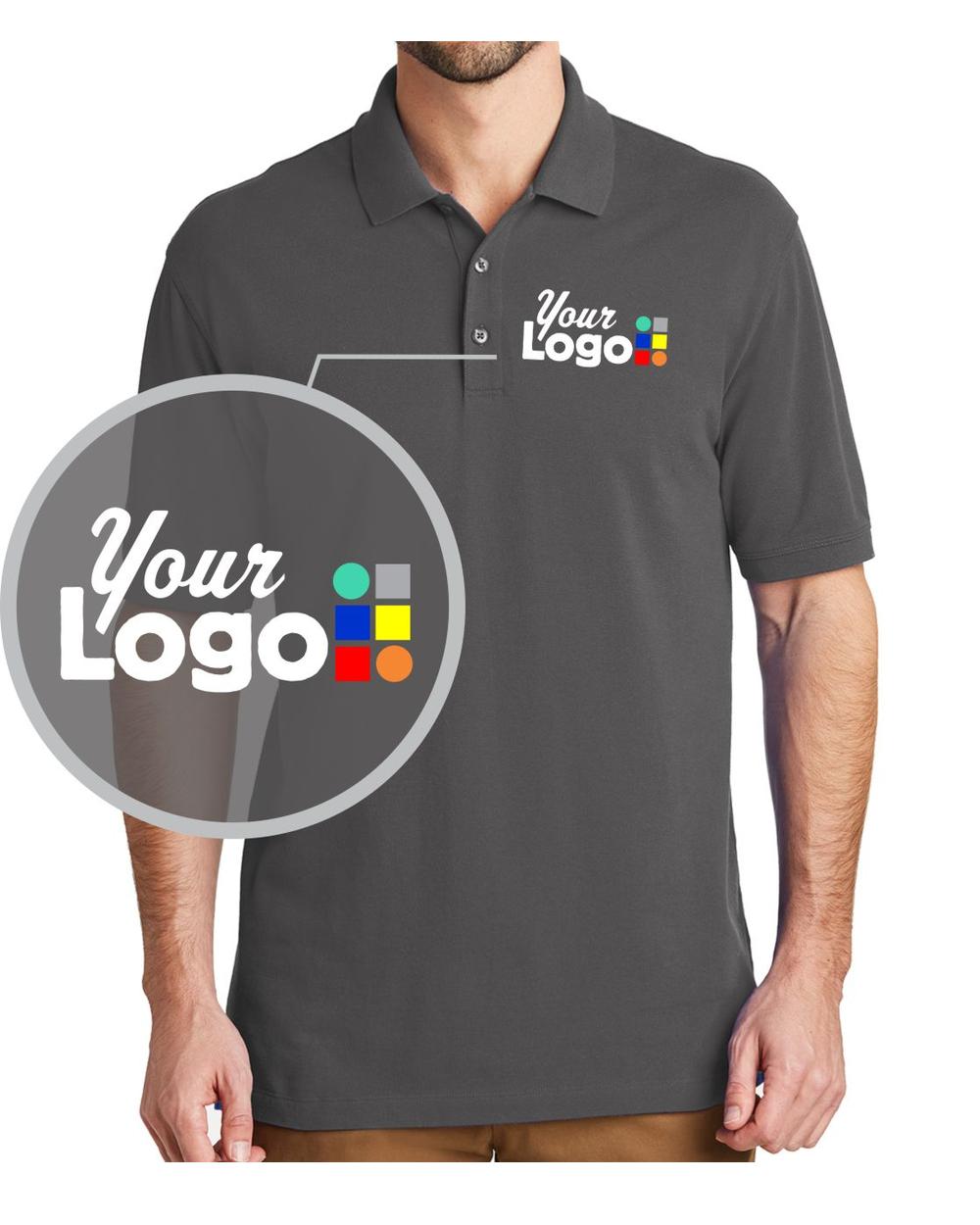 Port Authority S/S EZCotton Custom Golf Shirt, color: Sterling Grey