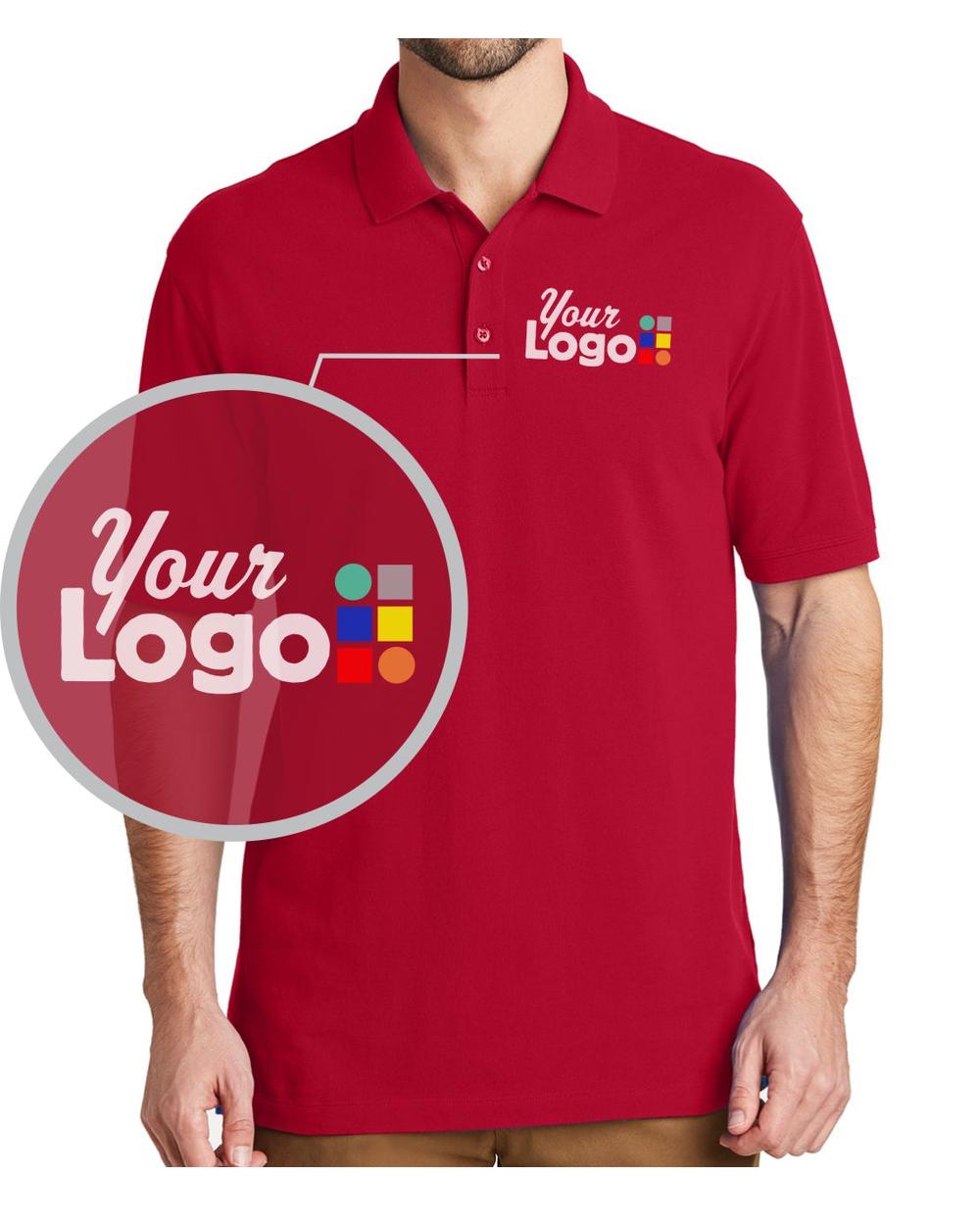 Port Authority S/S EZCotton Custom Golf Shirt, color: Apple Red