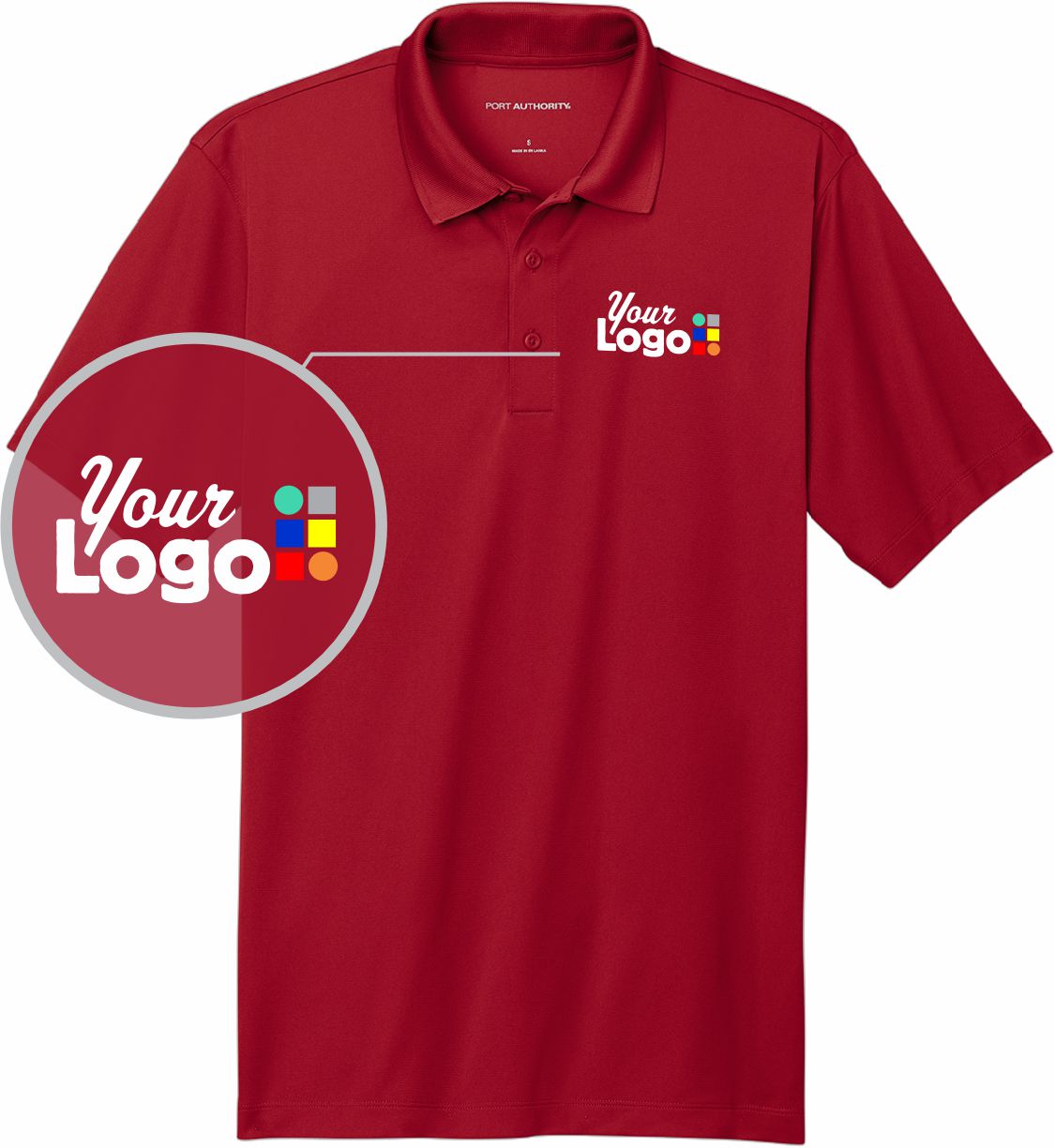Port Authority S/S C-Free Performance Custom Golf Shirt, color: Rich Red