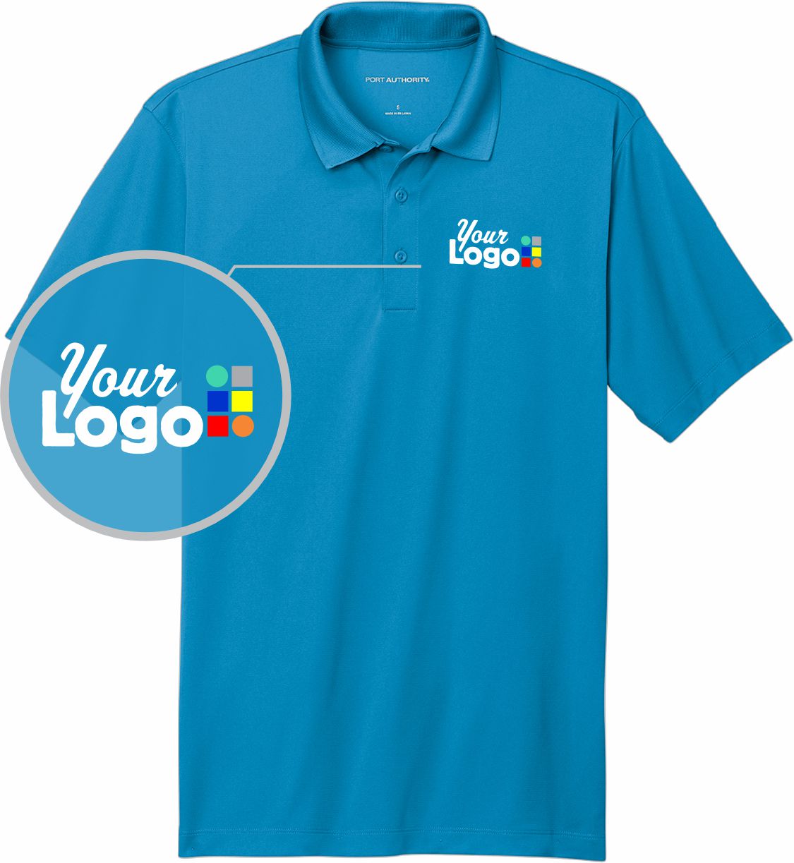 Port Authority S/S C-Free Performance Custom Golf Shirt, color: Parcel Blue