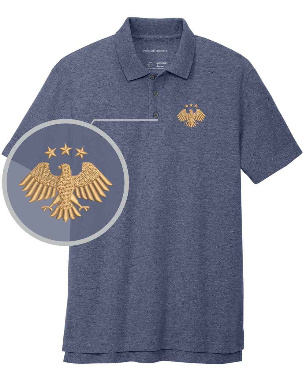 Port Authority S/S C-Free Blend Syria's New Eagle Golf Shirt, color: Navy Heather