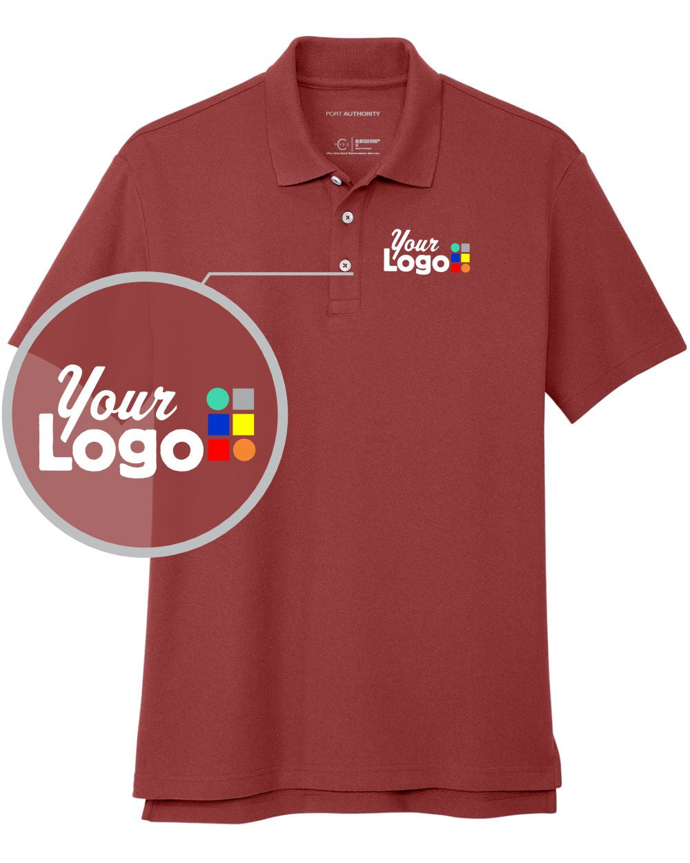 Port Authority S/S C-Free Cotton Blend Pique Custom Golf Shirt, color: Garnet