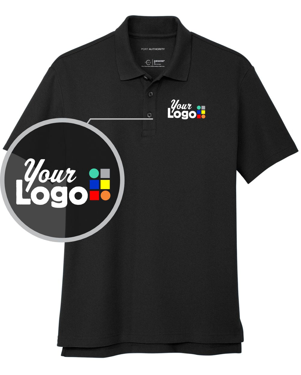 Port Authority S/S C-Free Cotton Blend Pique Custom Golf Shirt, color: Black