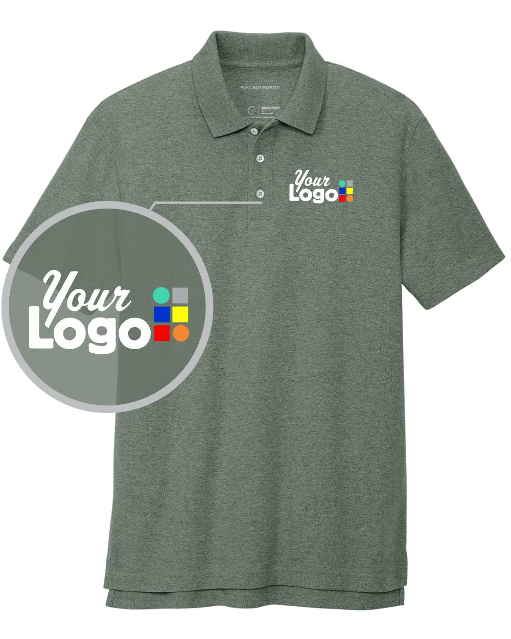 Port Authority S/S C-Free Cotton Blend Pique Custom Golf Shirt, color: Dark Green Heather