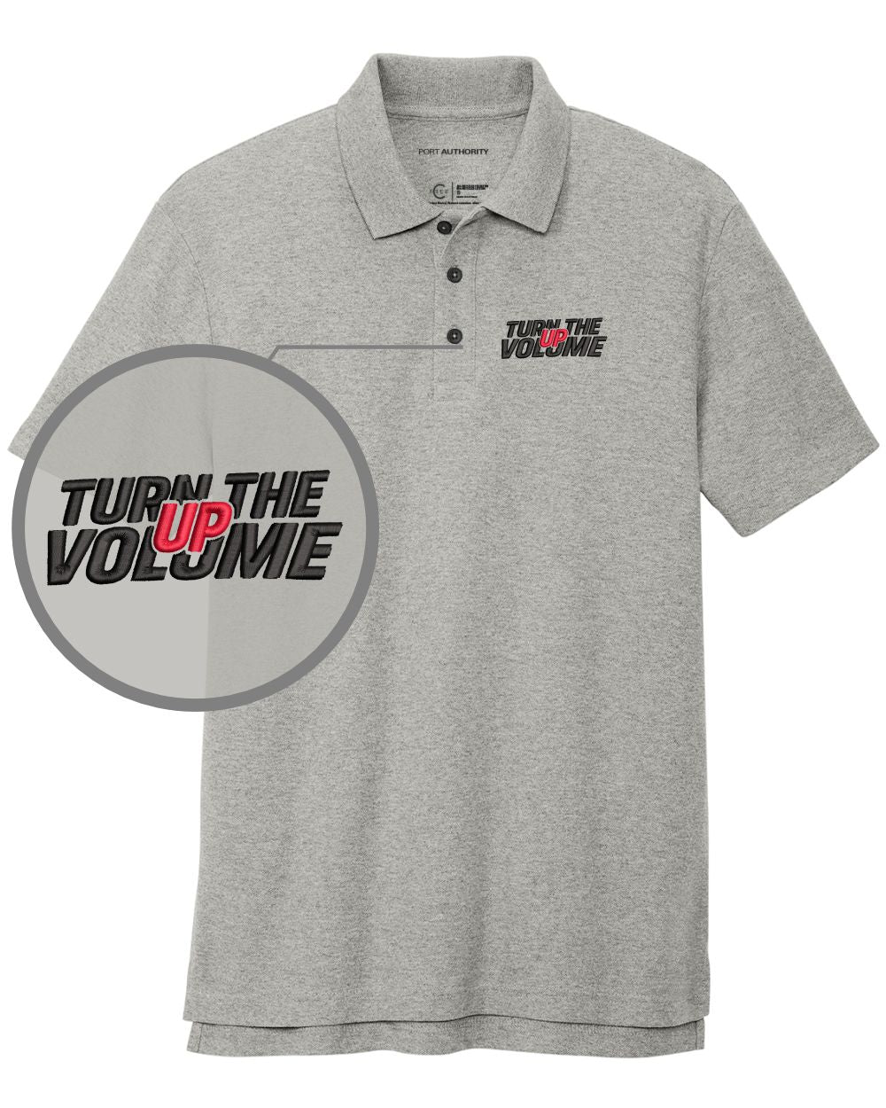 Port Authority S/S C-Free Blend Turn The Volume Up Golf Shirt, color: Deep Smoke Heather