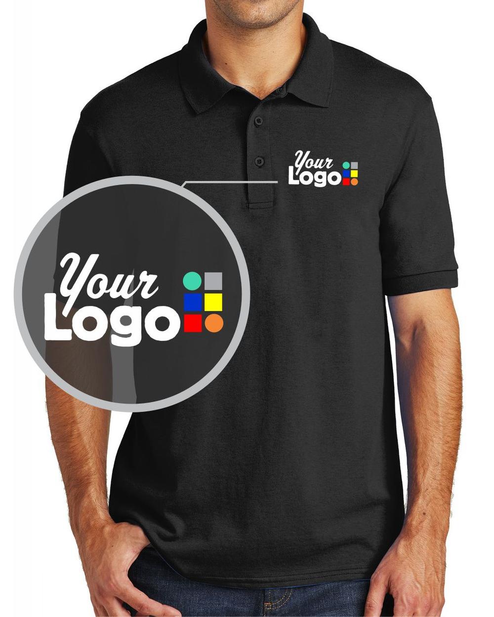 Port & Company S/S Core Blend Custom Golf Shirt, color: Jet Black