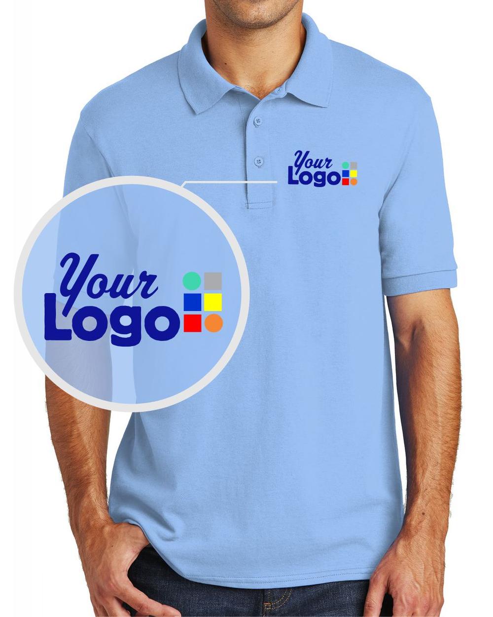 Port & Company S/S Core Blend Custom Golf Shirt, color: Light Blue