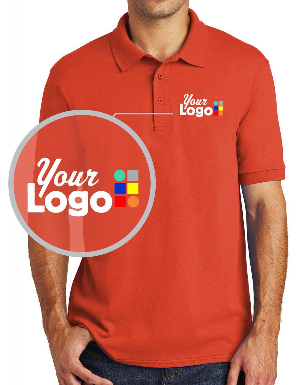 Port & Company S/S Core Blend Custom Golf Shirt, color: Orange