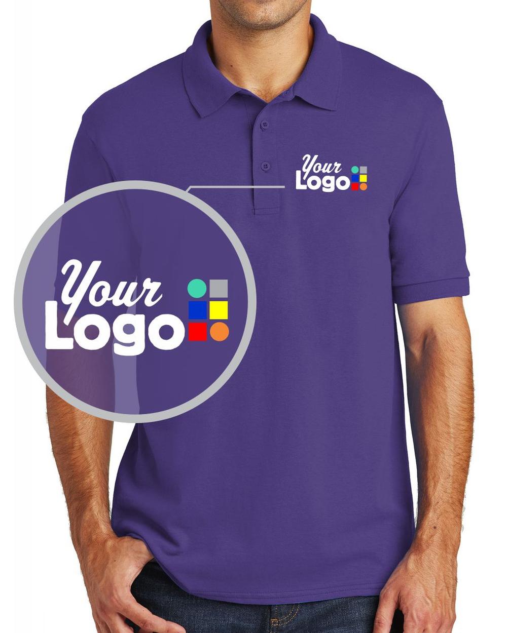 Port & Company S/S Core Blend Custom Golf Shirt, color: Purple