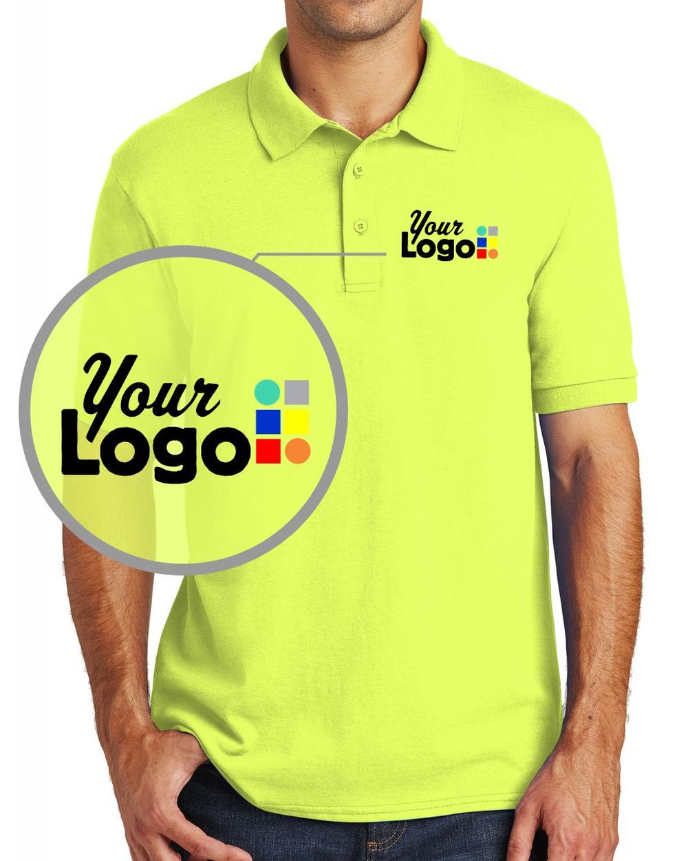 Port & Company S/S Core Blend Custom Golf Shirt, color: Safety Green