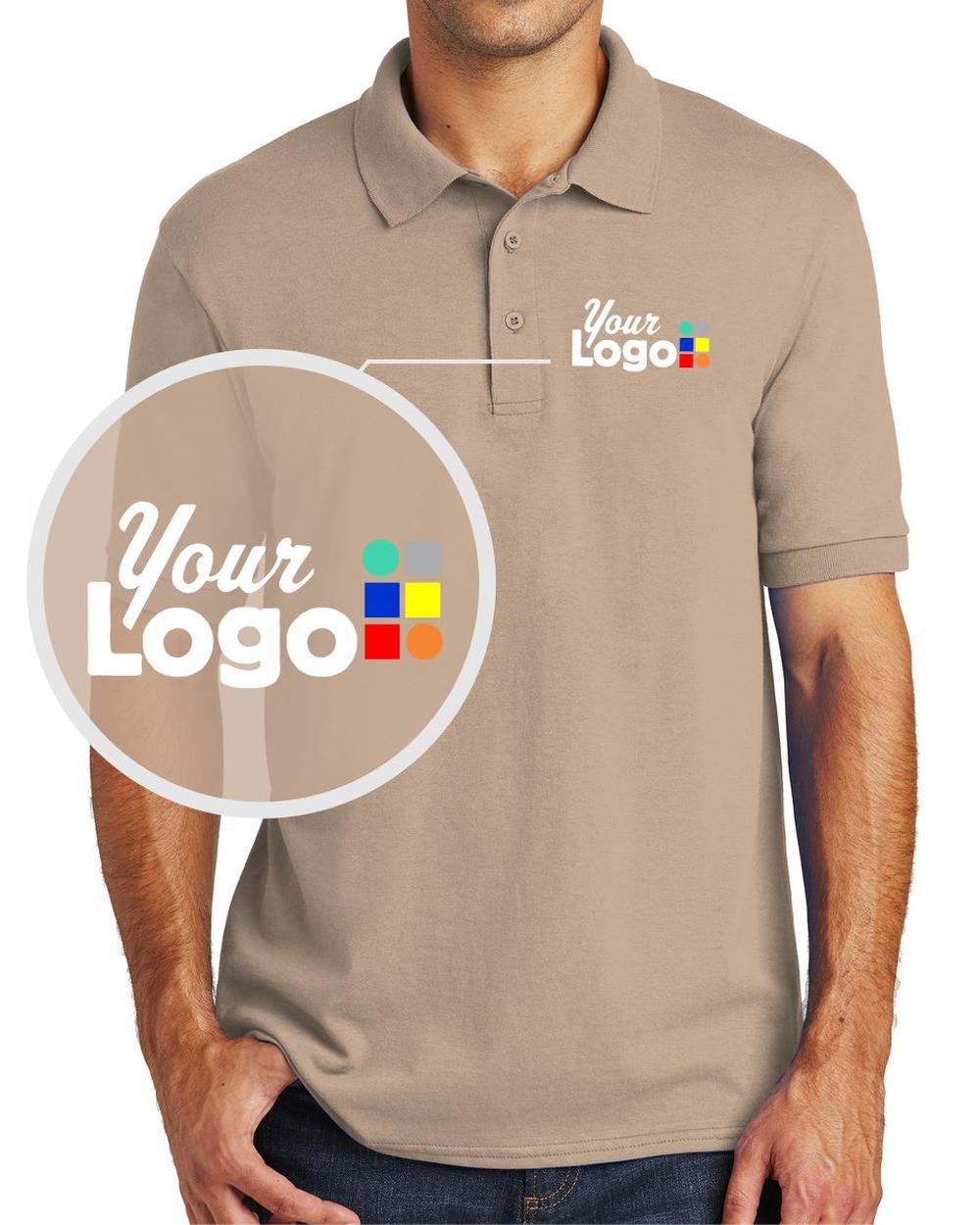 Port & Company S/S Core Blend Custom Golf Shirt, color: Sand