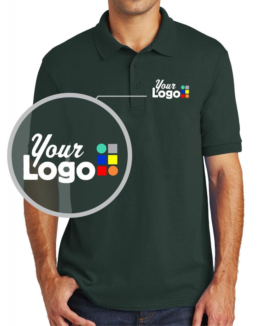 Port & Company S/S Core Blend Custom Golf Shirt, color: Dark Green