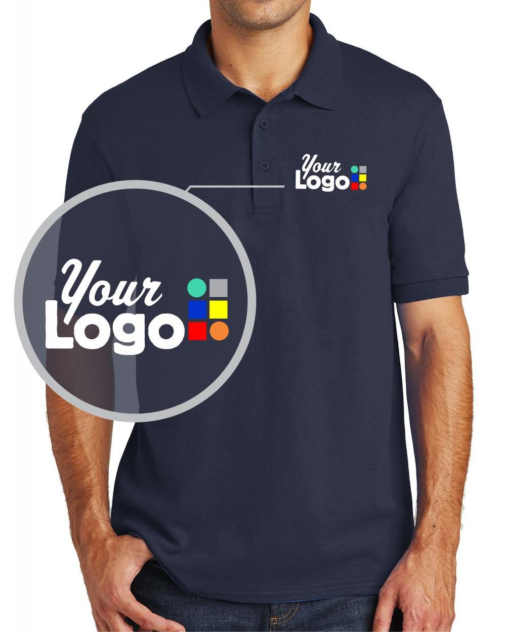 Port & Company S/S Core Blend Custom Golf Shirt, color: Deep Navy