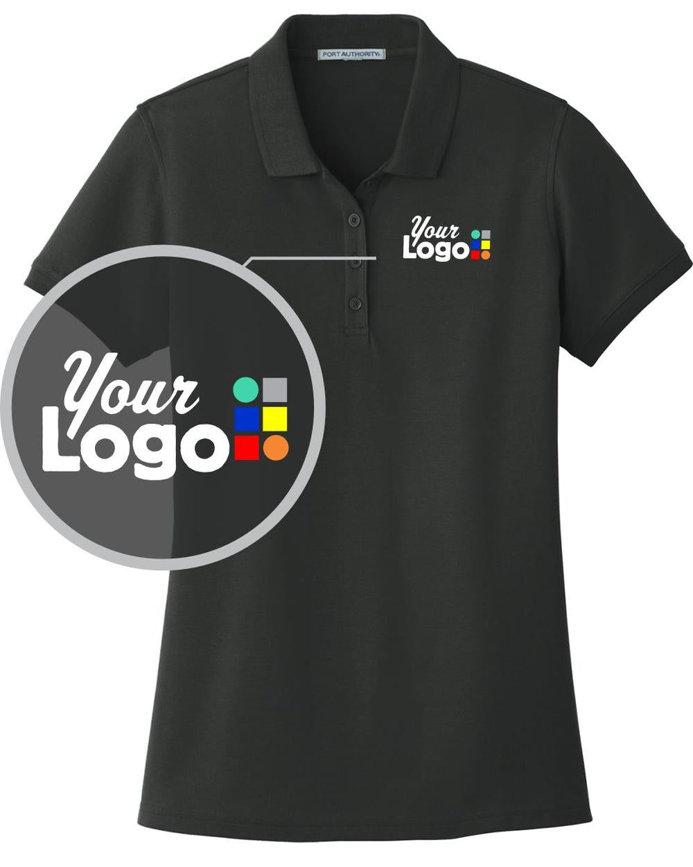 Port Authority S/S Core Classic Pique Custom Golf Shirt, color: Deep Black