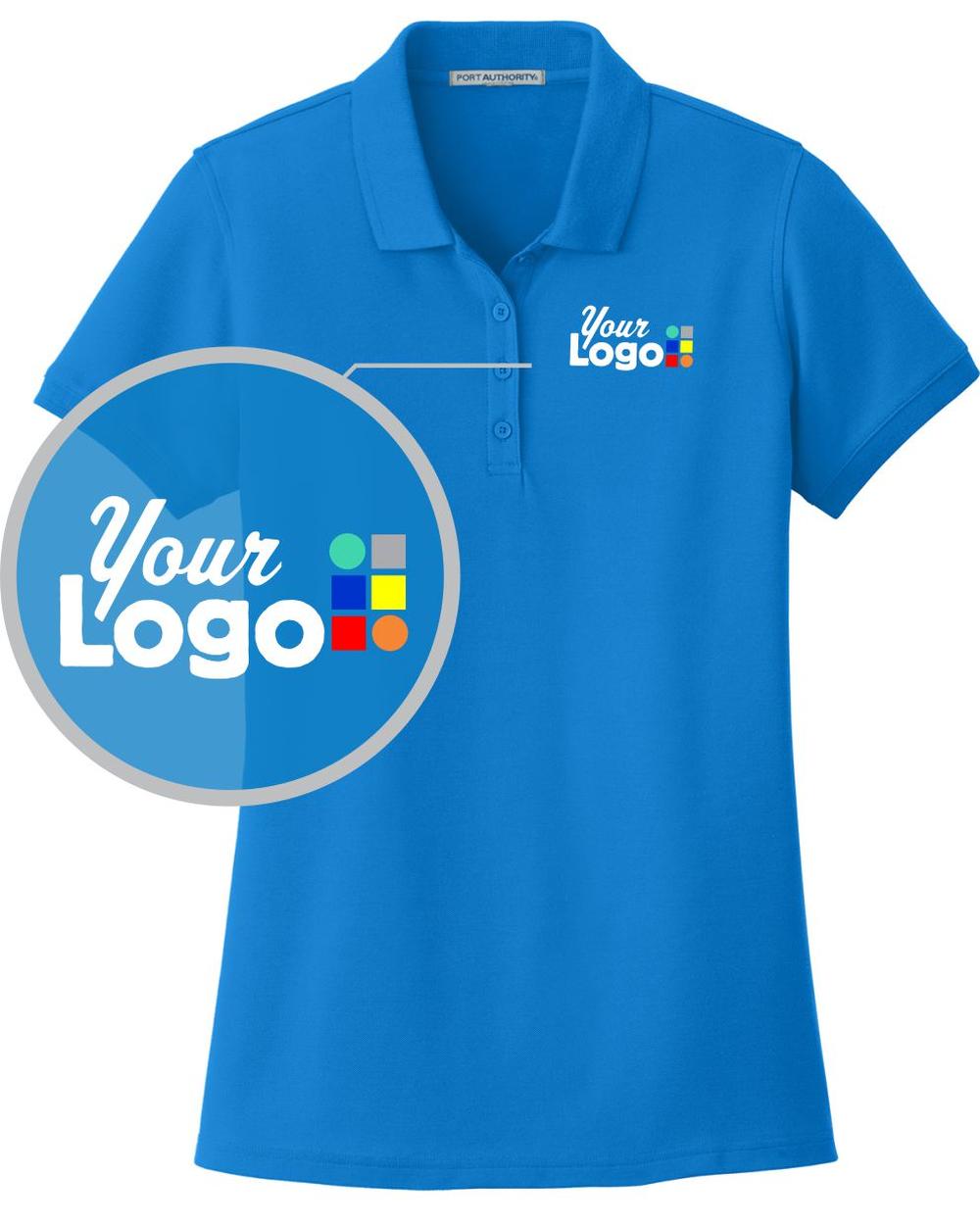 Port Authority S/S Core Classic Pique Custom Golf Shirt, color: Coastal Blue