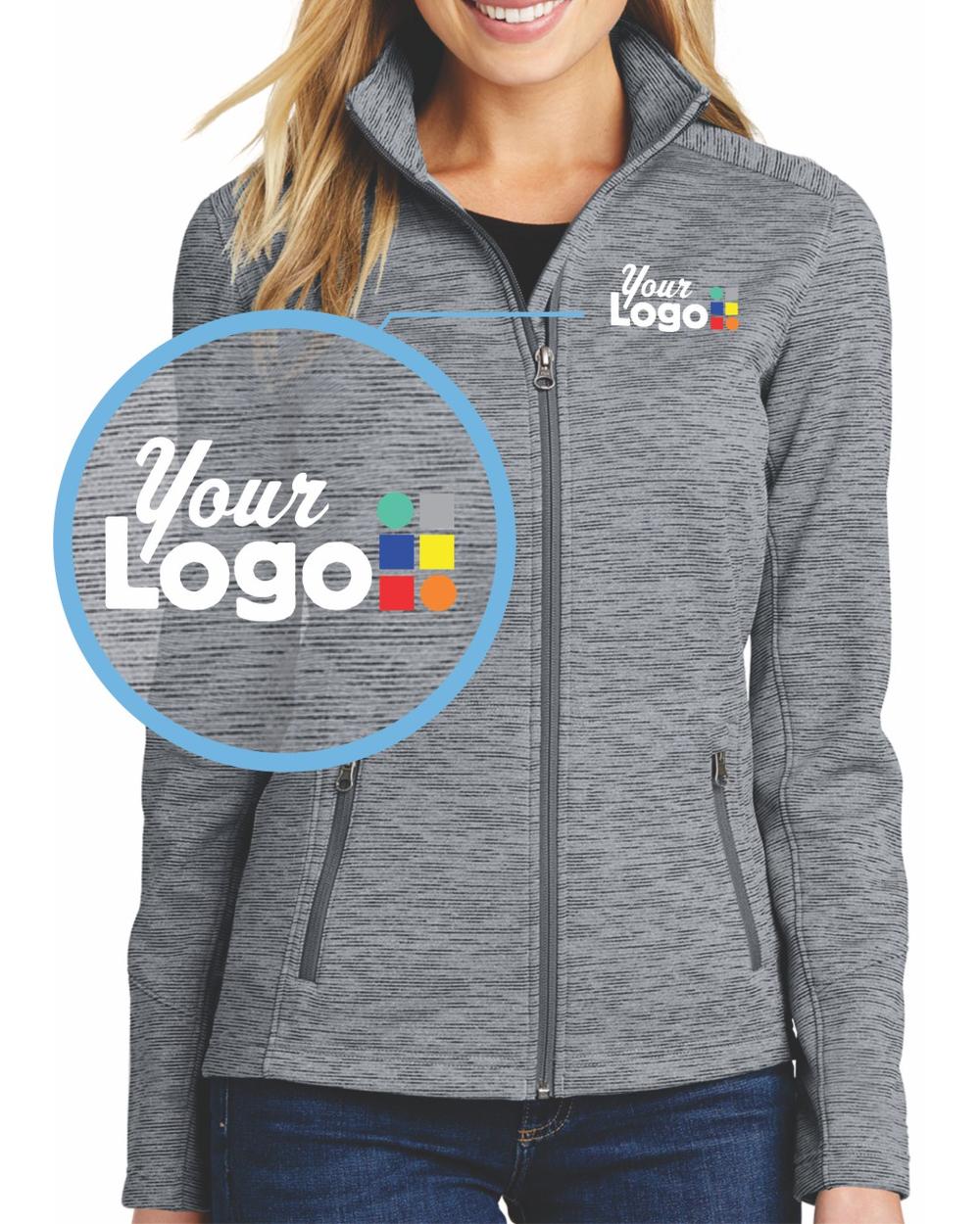 Port Authority Digi-Stripe Fleece Custom Jacket, color: Grey