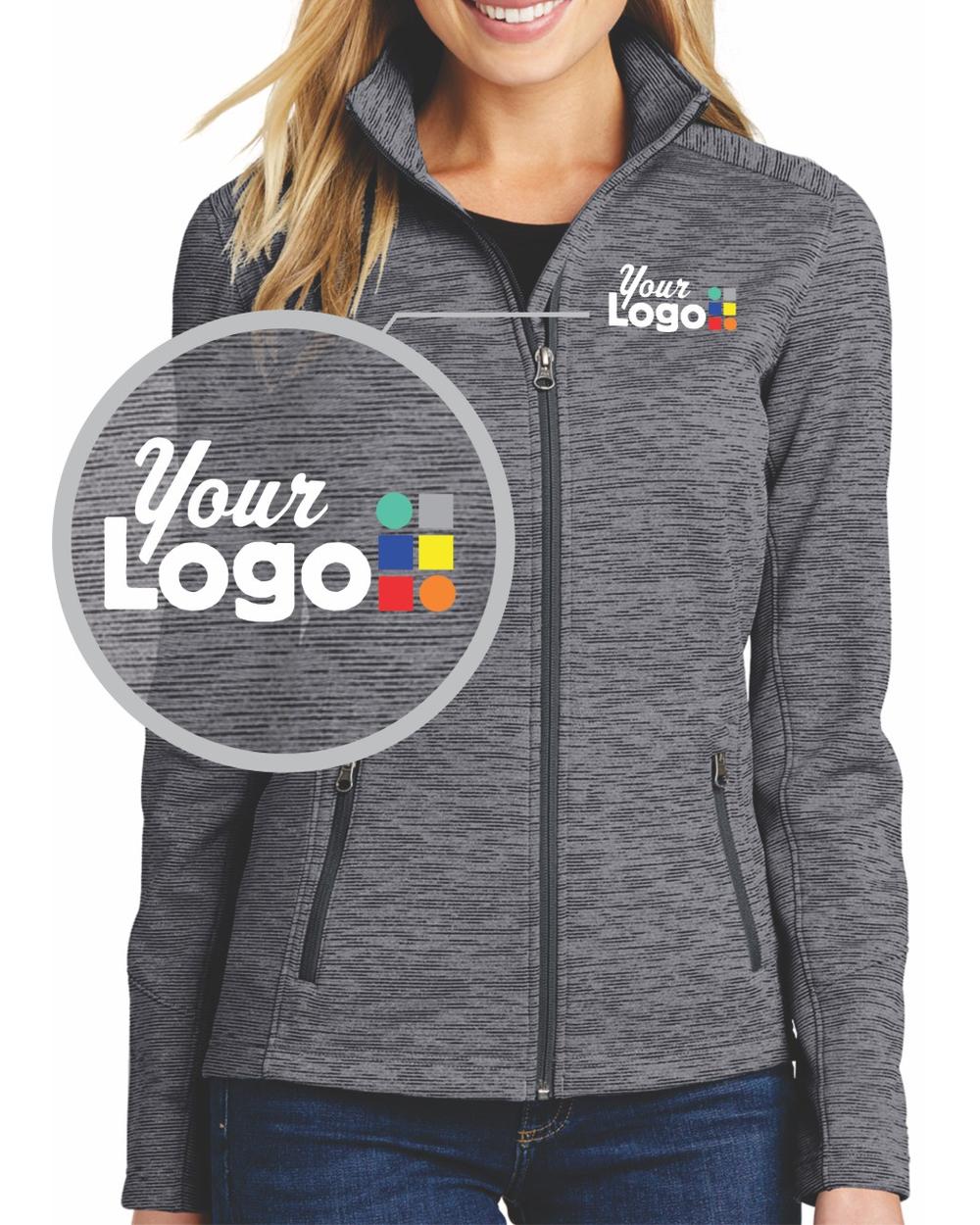 Port Authority Digi-Stripe Fleece Custom Jacket, color: Black