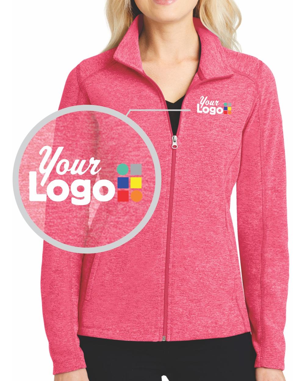Port Authority Heather Microfleece Custom Jacket, color: Pink Raspberry Heather
