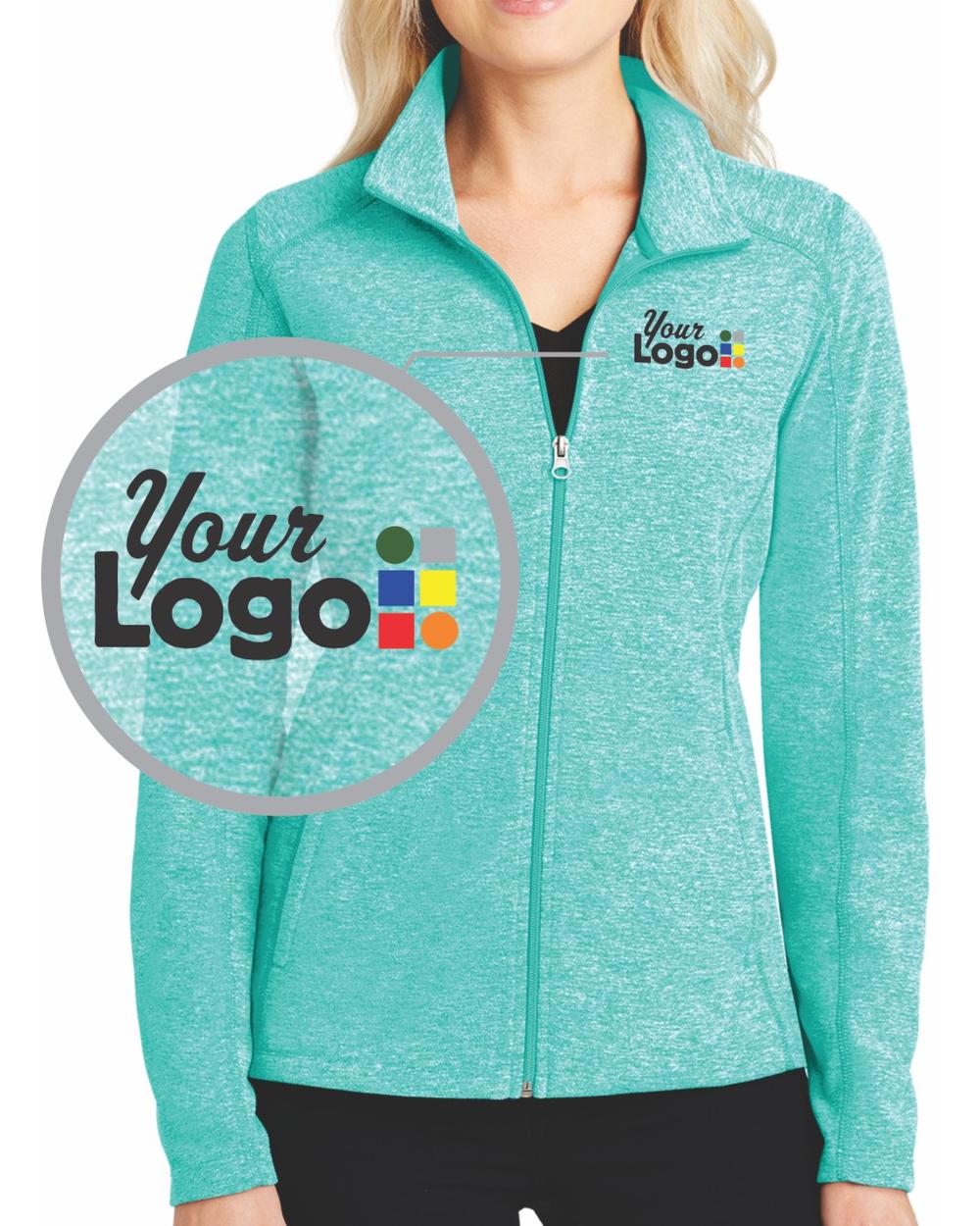 Port Authority Heather Microfleece Custom Jacket, color: Aqua Green Heather