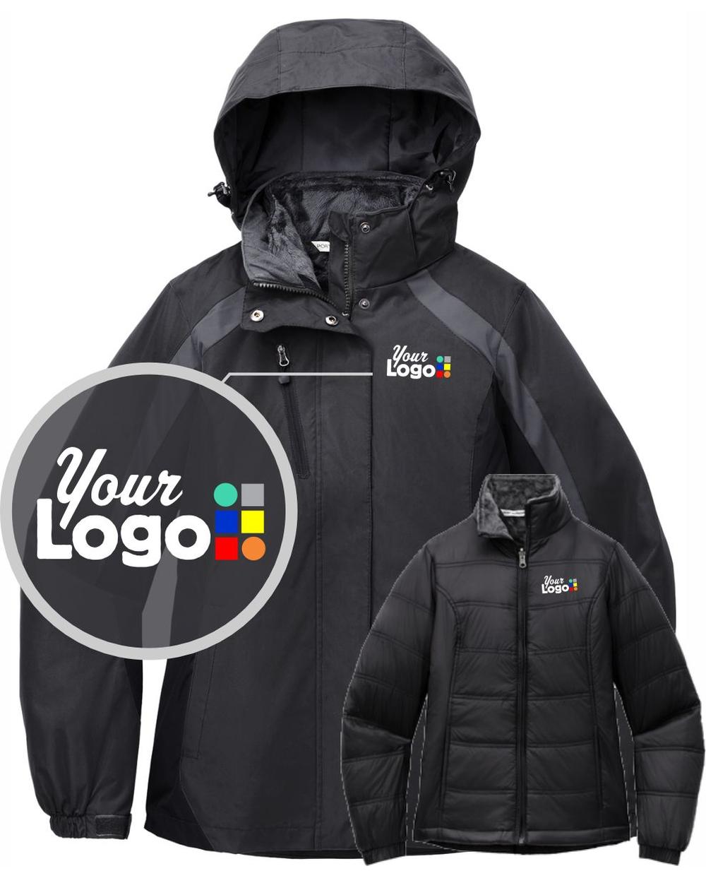 Port Authority ColorBlock 3-in-1 Custom Jacket, color: Black/Black/Magnet Grey