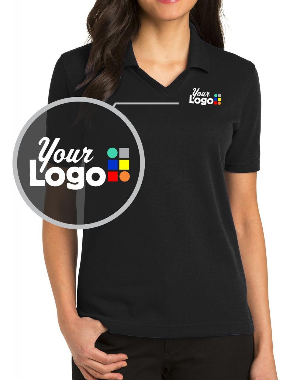 Port Authority Women's S/S Rapid Dry Sport Custom Golf Shirt, color: Jet Black