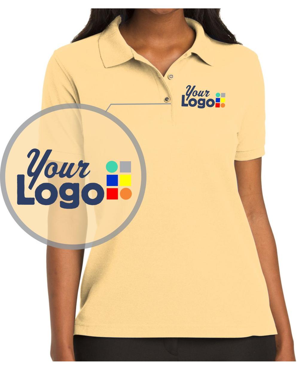 Port Authority S/S Silk-Touch Custom Golf Shirt, color: Banana