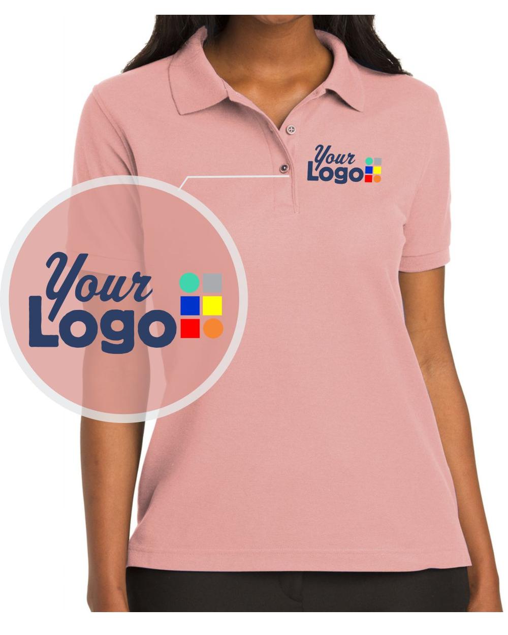 Port Authority S/S Silk-Touch Custom Golf Shirt, color: Light Pink