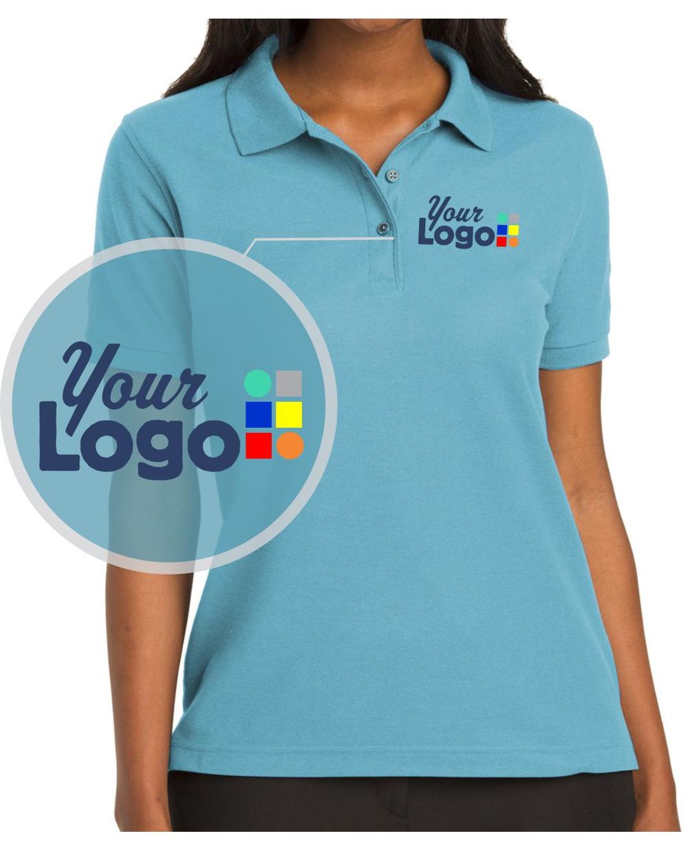 Port Authority S/S Silk-Touch Custom Golf Shirt, color: Maui Blue