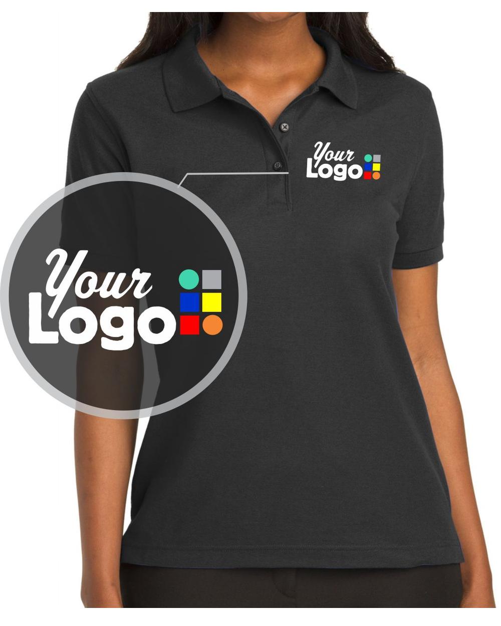 Port Authority S/S Silk-Touch Custom Golf Shirt, color: Black