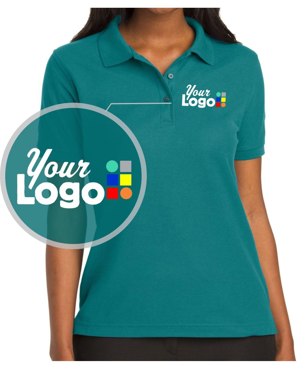 Port Authority S/S Silk-Touch Custom Golf Shirt, color: Teal Green