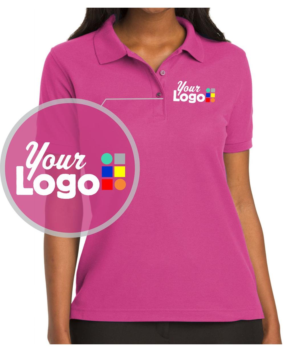 Port Authority S/S Silk-Touch Custom Golf Shirt, color: Tropical Pink