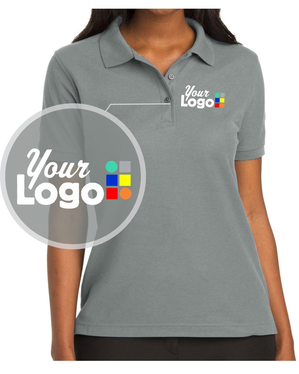 Port Authority S/S Silk-Touch Custom Golf Shirt, color: Cool Grey