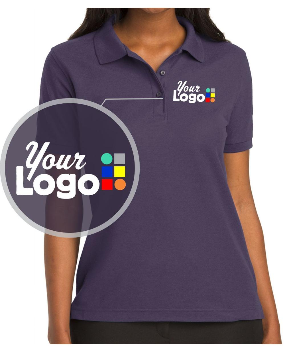 Port Authority S/S Silk-Touch Custom Golf Shirt, color: Eggplant