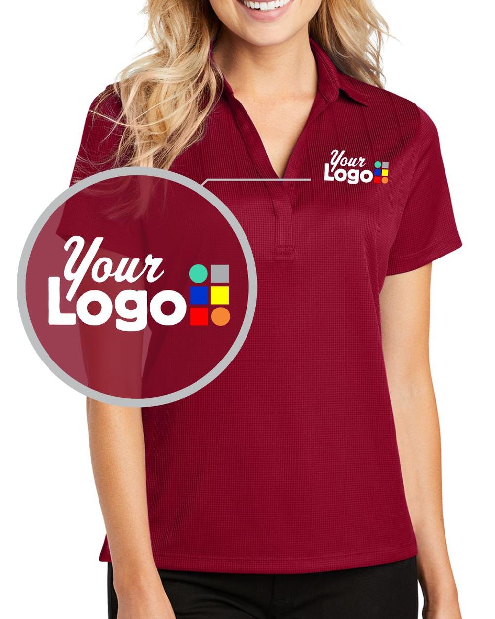 Port Authority S/S Fine Jacquard Custom Golf Shirt, color: Rich Red