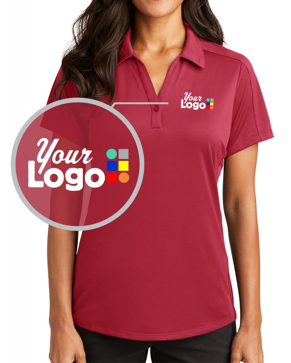 Port Authority S/S Diamond Jacquard Custom Golf Shirt, color: Rich Red