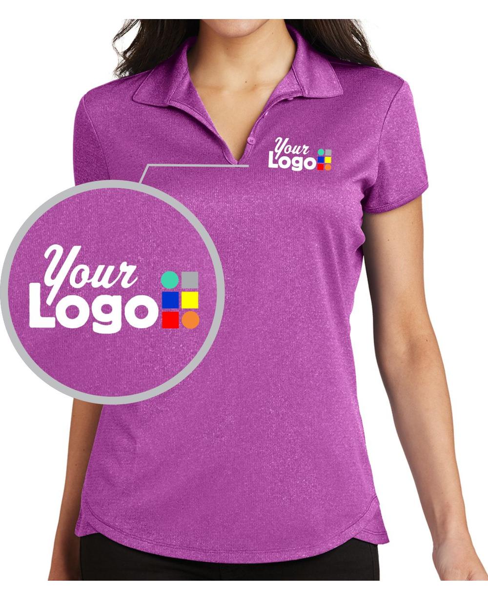 Port Authority S/S Trace Heather Custom Golf Shirt, color: Berry Heather