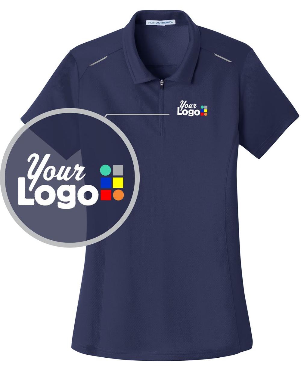 Port Authority S/S Pinpoint Mesh Custom Golf Shirt, color: True Navy