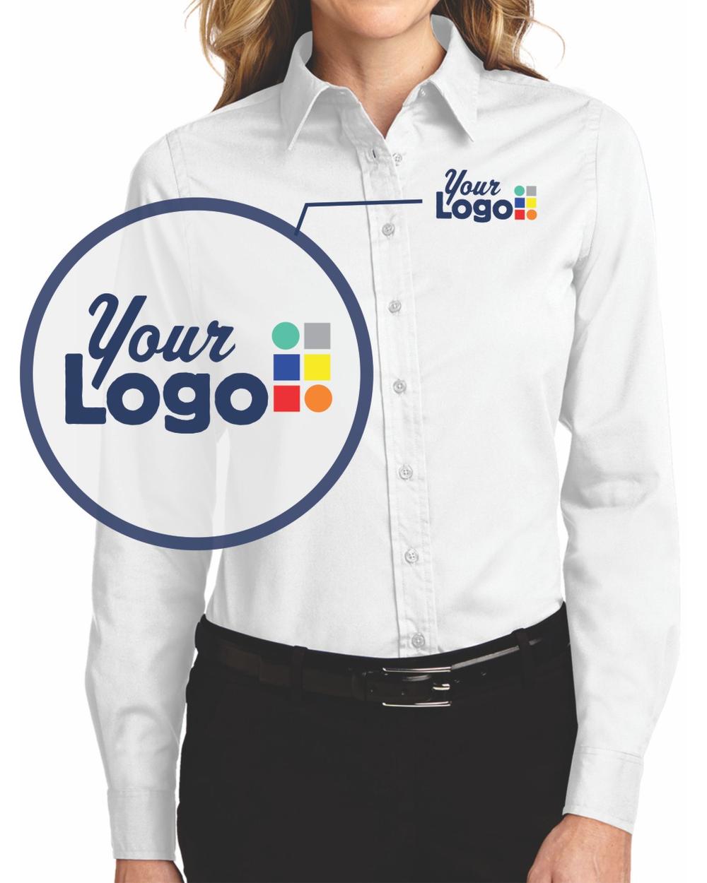 Port Authority L/S Easy Care Custom Shirt, color: White/Light Stone