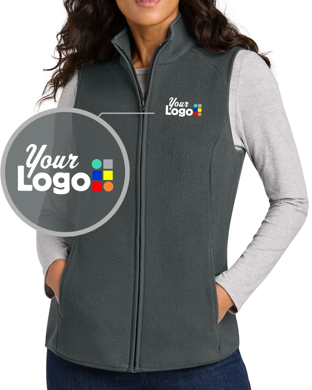 Port Authority C-FREE Fleece Custom Vest, color: Grey Steel